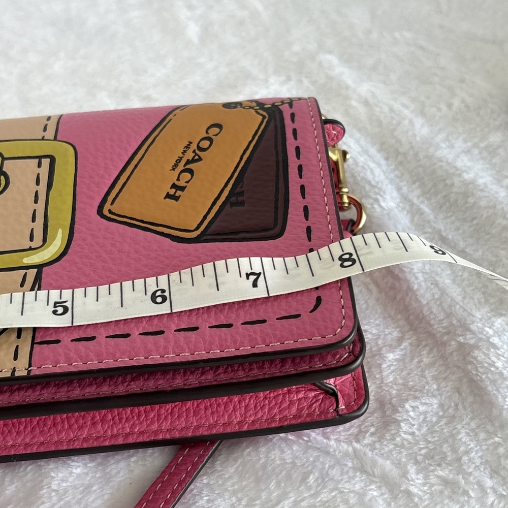 COACH Anna Foldover Crossbody Clutch Pink Pebble Leather Trompe L'oeil CH181 - Picture 16 of 16